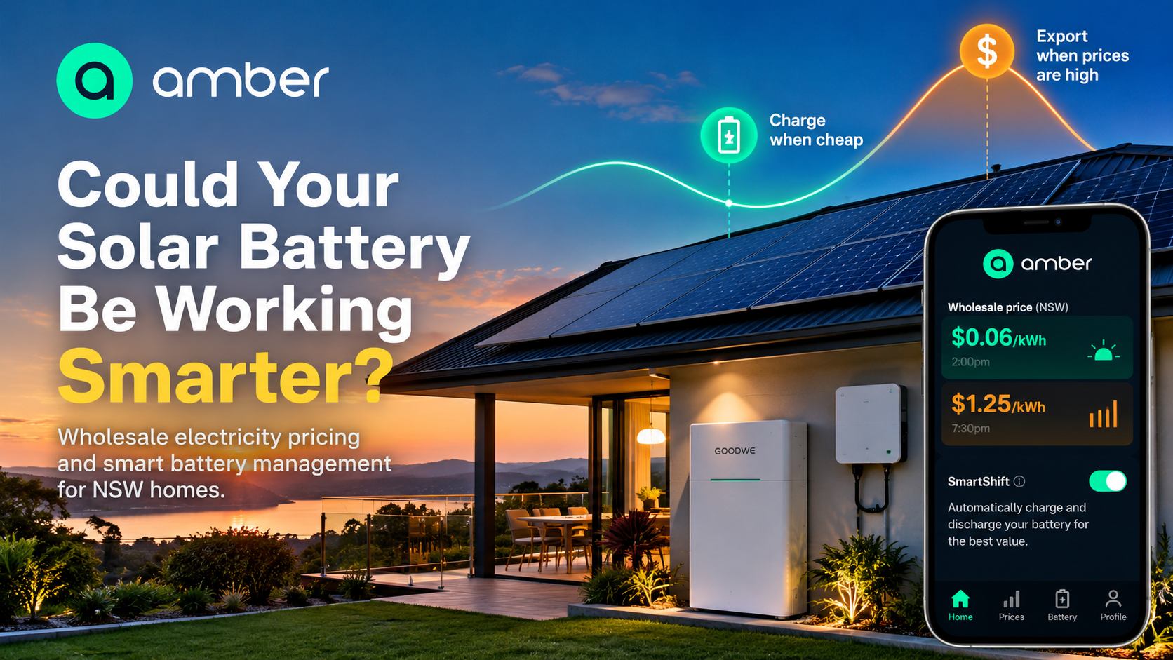 Amber Electric NSW SmartShift solar battery energy management